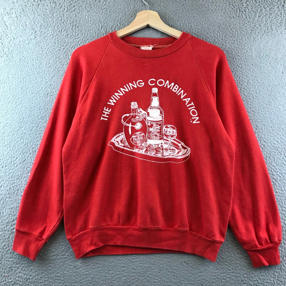Vintage 80s Nutty‎ Russian Sweatshirt The Winning Combination Alcohol Graphic M